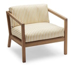 Fritz Hansen - Virkelyst Chair, Teak, Fossflakes Padding, Outdoor Textile / Golden Yellow Stripe - Fåtöljer utomhus - Trä