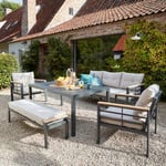 Salon de jardin bas Cayenne aluminium anthracite DCB Garden 7 personnes