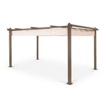 Blumfeldt Pantheon Rust Pergola tube de bordure aluminium, 3 x 4 m Pavillon 4 poteaux d'angle hydrofuge Beige