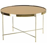 Table Basse Table Café Ronde 63 cm en Verre et Acier Marron et Dorée Design Moderne pour Chambre ou Salon Contemporain Beliani