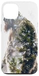 Coque pour iPhone 13 Bigfoot Figurine Sasquatch Yeti Nature Double exposition Art