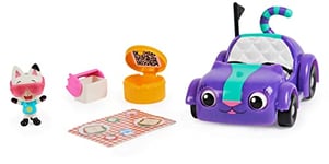 Gabby et la Maison Magique - Gabby Dollhouse - Vehicule Chabriolette - Véhicule Avec 1 Figurine Et 2 Accessoires - Gabby Chat - Dessin Animé Gabby Et La Maison Magique - Jouet Enfant 3 Ans Et +