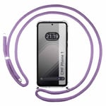 Tumundosmartphone Étui pendentif transparent pour Nothing CMF Phone 1 avec cordon violet