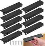 Poignée Cuisine Noir,10PCS Entraxe Invisible Poignee de Meuble,poignet de porte en Aluminium,Noir Poignée Meuble pour Bureaux Tiroirs Armoires (128mm/Long 150mm)