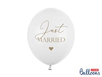 Partydeco Sb14p-237-008-6, Toy Balloon, Latex, Guld, Vit, Bröllop, Oval, 30 Cm