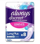 2 × Always Discreet Long Plus Incontinence Pads Sensitive Bladder