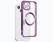 vumebao Coque magnétique pour iPhone 13 compatible avec MagSafe,Slim transparent anti-Scratch étui de protection antichoc pour iPhone 13 avec protection intégrée de l'objectif de la caméra-violet