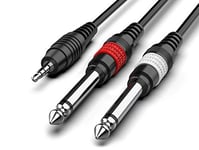 Audibax Bronze Cable Minijack Stereo a 2 Jack Mono 3 Metros Negro