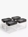 John Lewis ANYDAY Flip Lock Airtight Rectangular Storage Container, Set of 4, 1.7L, Clear/Black