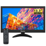 Prechen 13.3 Pouces Mini PC Moniteur 1366x768 TFT LED avec HDMI VGA AV BNC Entrée USB pour PC Raspberry pi Cuisine Moniteur HDMI Moniteur de sécurité Moniteur Industriel, Haut-Parleur intégré