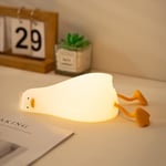 Benson Liggande Duck Nattlampa, LED Squid Duck Lamp, Söta Glow Duck, Silikon Dimbar Barnkammare Nattlampa, Sänglampa Uppladdningsbar