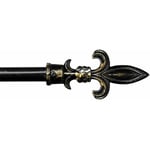 Tringle à Rideau en Fer Vente aux Enchères de Rideaux Anneaux Extensibles 160-300 cm Lance - Noir Or