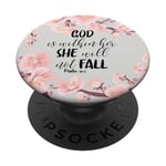 Christian Bible Verse Psalm 46:5 Grey Rose Pink Floral Gift PopSockets Adhesive PopGrip