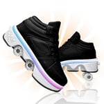 JZIYH Chaussures A roulettes, LED Deform Wheels Skates, Roller Shoes Casual, Walking Skates Hommes Femmes Patins À Quatre Roues