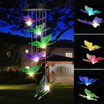 TIVOGZ Wind Chime Solar Lights, Butterfly Wind Chimes LED, Solar Crystal Ball Indoor Outdoor Decor, Solar Light Mobile for Garden Yard Home, Cadeaux pour Maman, Femme, Grand-mère