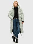 Superdry Microfibre Longline Padded Coat - Grey, Grey, Size 8, Women