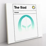 Book Cover The Iliad Homer Modern Canvas Wall Art Print Ready to Hang, Framed Picture for Living Room Bedroom Home Office Décor, 35x35 cm (14x14 Inch)