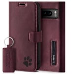 SURAZO Étui de Protection Portefeuille en Cuir véritable pour Google Pixel 8 Pro - Étui de Protection en Cuir véritable avec Motif Patte - Étui à Rabat RFID [Aimant, Fonction Support, Compartiment