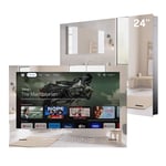 SYLVOX 24 inch Bathroom TV, 12V Smart Magic Mirror TV Compatible with Google TV OS, Support 1080P WiFi Smart Casting 500 nits Brightness, IP65 Waterproof TV for Bathroom Hotel Gym Sauna (Embedded)