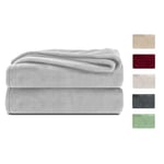 Komfortec Plaid Couverture Polaire Flanelle en Microfibre 260 g/m², Certifié Oeko-Tex Jeté de Canapé 150x200 cm, Flanelle Doux et Chaude, Fourrure Chaud et Doux en Peluche, Gris