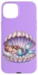 Coque pour iPhone 15 Plus Sirène Lilas Violet Sleepy Coquillage Sous L'eau