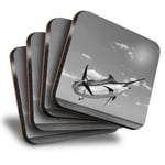 Set of 4 Square Coasters - BW - Marlin Swordfish Sea Creature  #43188