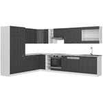 Vicco - Cuisine en angle Fame-Line, Anthracite maison de campagne/blanc, 347 x 257 cm sans plan de travail