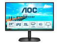 AOC 24B2XD - Écran LED - 24" (23.8" visualisable) - 1920 x 1080 Full HD (1080p) @ 75 Hz - IPS - 250 cd/m² - 1000:1 - 4 ms - DVI, VGA - noir