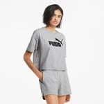 Puma Essentials Logo Cropped T-Shirt Tee Top Womens - Grey Cotton - Size X-Large