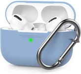 AHASTYLE AirPods Pro Case Protective Cover [Front LED Visible] Compatible with Apple AirPods Pro 2019 (With Carabiner, Sky Blue)