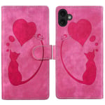 iPhone 16 Case Heart Cat -taitettavalle telineelle PU-nahkainen puhelinkuori - vihreä