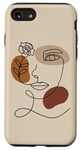 iPhone SE (2020) / 7 / 8 Boho Chic Rose And Woman Face Line Art Brown Beige Aesthetic Case