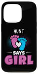 Coque pour iPhone 13 Pro Aunt Says Girl Tenue de révélation du sexe pour bébé