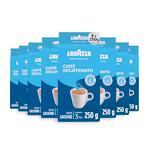 Lavazza, Caffè Decaffeinato, Ground Coffee, 8 Packs of 250 g, Ideal for Moka Pot, Filter Machine and French Press, Aromatic Notes of Dried Fruits, Arabica and Robusta, Intensity 3/10, Medium Roasting