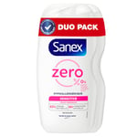 SANEX Gel Douche sans savon Zéro 0% Essential Peaux sensibles - Lot de 2 X 475ml