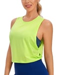 CRZ YOGA Pima Cotton Summer Gym Sleeveless Vest Tops for Women Light Elastic Running Crop Top Loose Crew Neck Yoga Shirt Bright Verdancy 14