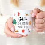 Personalised Christmas Movie Name Mug Cup Gift, Christmas Eve Box, Secret Santa