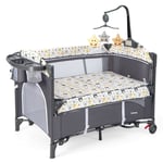 5 in 1 Travel Cot Convertible Foldable Baby Bedside Sleeper Changer W/ Mattress