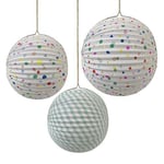 Toot Sweet! Party Decorations Paper Globes CHARMS & STRIPES (3 Pack)