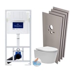 Pack wc bâti-support + wc sat sans bride + Abattant softclose + Plaque blanche + Set d'habillage - Villeroy&boch