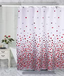 Mosaic  Red  Shower  Curtain  anti  Mould ,  Mildew  Resistant |  Size  180X180