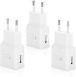 3 Pack Chargeur Usb Compatibles Avec Samsung Galaxy S21 S20 S10 S9 S8 S7 S6 Edge/Plus/Active A15 A13 A14 A33 A54 A55 Note 9/8 Z Flip 3/4/Z Fold3/ 4, Charge Rapide Telephone Prise Secteur Adaptateur