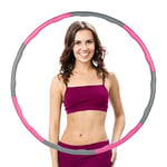 Relaxdays Cerceau Hula Hoop, diamètre de 98 cm, Accessoire de Fitness pour Adultes, Exercice abdominaux, Rose - Gris