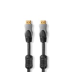 NEDIS Câble HDMI ™ haute vitesse avec Ethernet | Fiche HDMI™ | Fiche HDMI™ | 4K @ 30Hz | 10,2 Gbps | Rond | PVC | Noir | Boîte 0,80 m 0,80 m