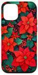 Coque pour iPhone 14 Pro Red Poinsettia Winter Christmas Botanical Xmas Flower