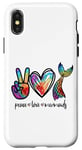 Coque pour iPhone X/XS Peace Love and Mermaids Cute Mermaid Amoureuse Fille