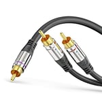 Câble Cinch sonero® Premium 5 m, 1x Cinch vers 2X Cinch, câble Audio en Y, Caisson de Basses, chaîne Hi-FI, amplificateur, Noir