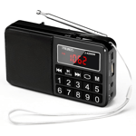 Portable Radios Small AM/FM/SW with AUX/SD/TF/MP3 Speaker, Black (NO DAB)