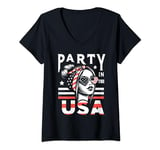 Womens American flag Party in the USA 4th of July V-Neck T-Shirt