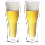 Pack de 2 Verres à Bière Soufflés à la Main 25 cl Faubourg Double Paroi Neuf